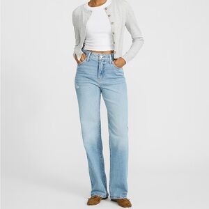 Express Light Blue Wash Modern Straight Leg Jeans